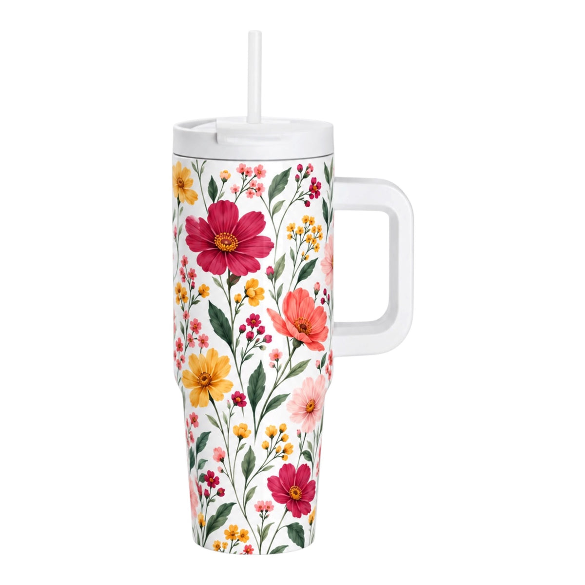 Kubek 900 ml ze słomką i białym uchwytem