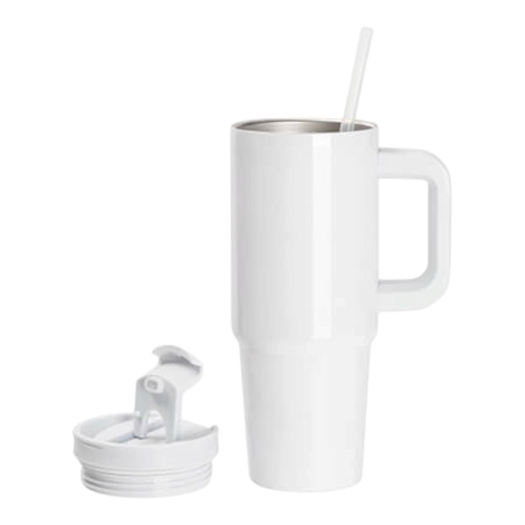 Kubek 900 ml ze słomką i białym uchwytem
