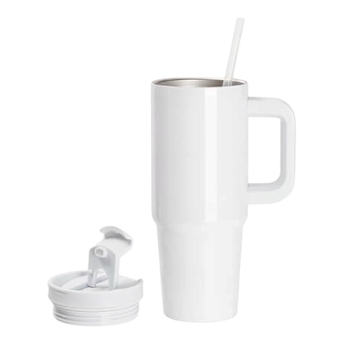 Kubek 900 ml ze słomką i białym uchwytem