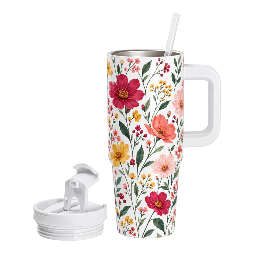 Kubek 900 ml ze słomką i białym uchwytem
