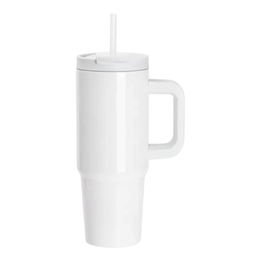 Kubek 900 ml ze słomką i białym uchwytem
